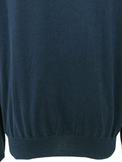 Navy logo embroidered knit top