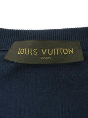 Navy logo embroidered knit top