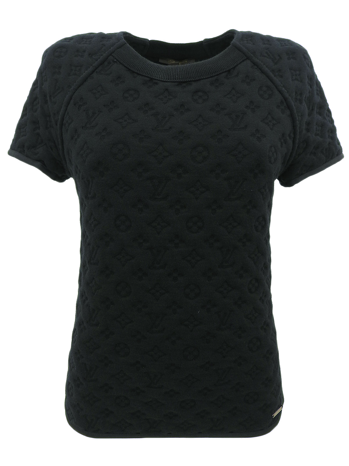 Monogram Embossed Half Sleeve Top in Black