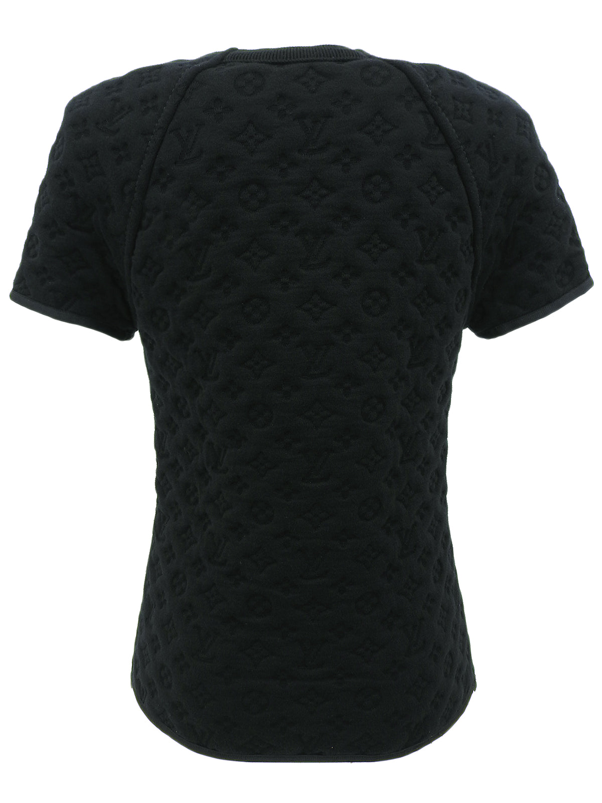 Monogram Embossed Half Sleeve Top in Black