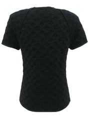 Monogram Embossed Half Sleeve Top in Black