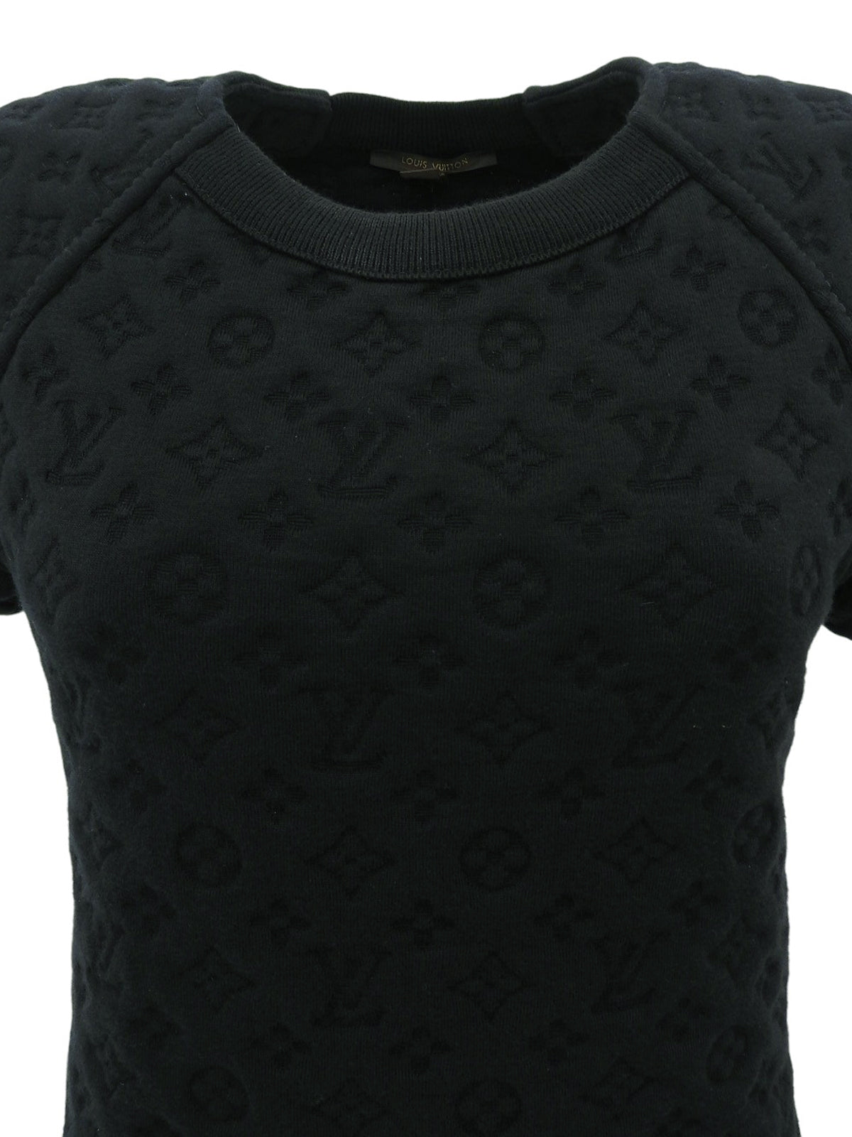Monogram Embossed Half Sleeve Top in Black