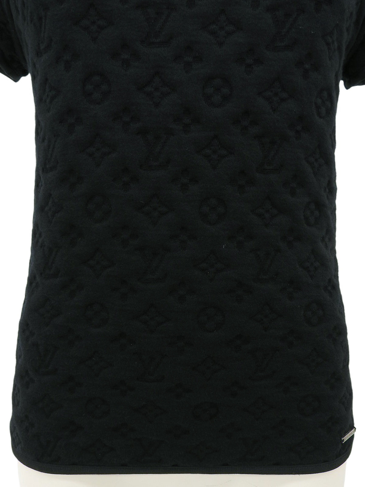 Monogram Embossed Half Sleeve Top in Black
