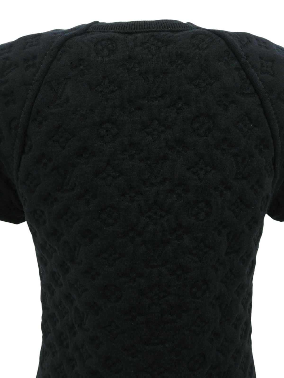 Monogram Embossed Half Sleeve Top in Black