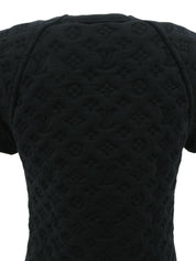 Monogram Embossed Half Sleeve Top in Black