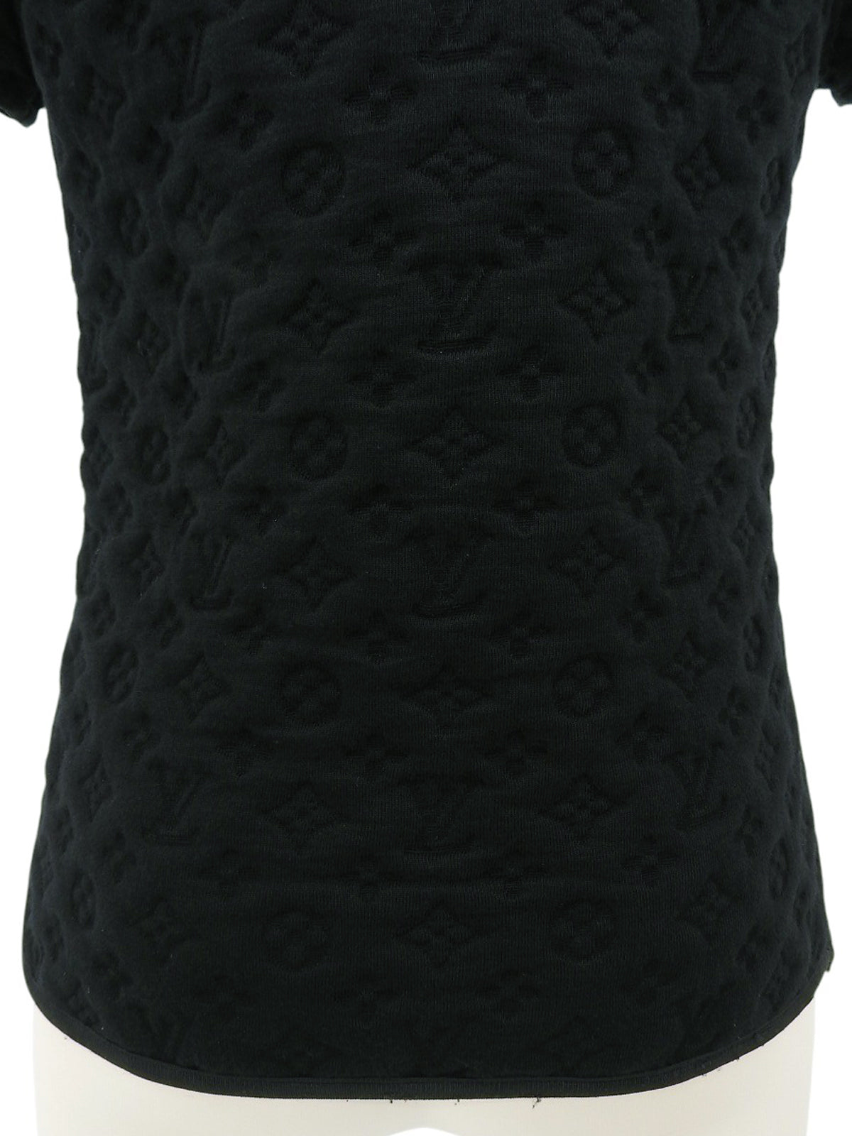 Monogram Embossed Half Sleeve Top in Black