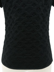 Monogram Embossed Half Sleeve Top in Black