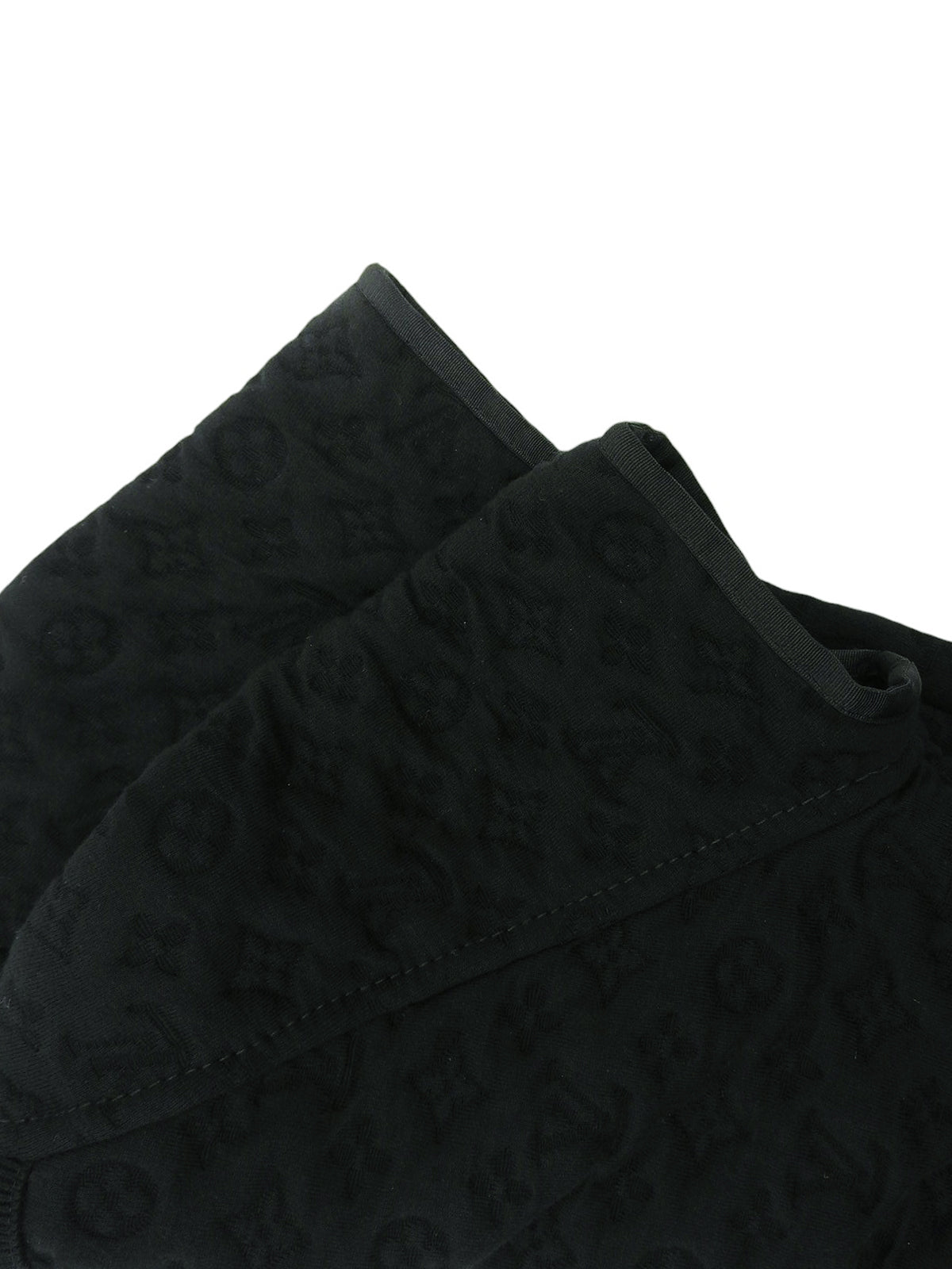 Monogram Embossed Half Sleeve Top in Black