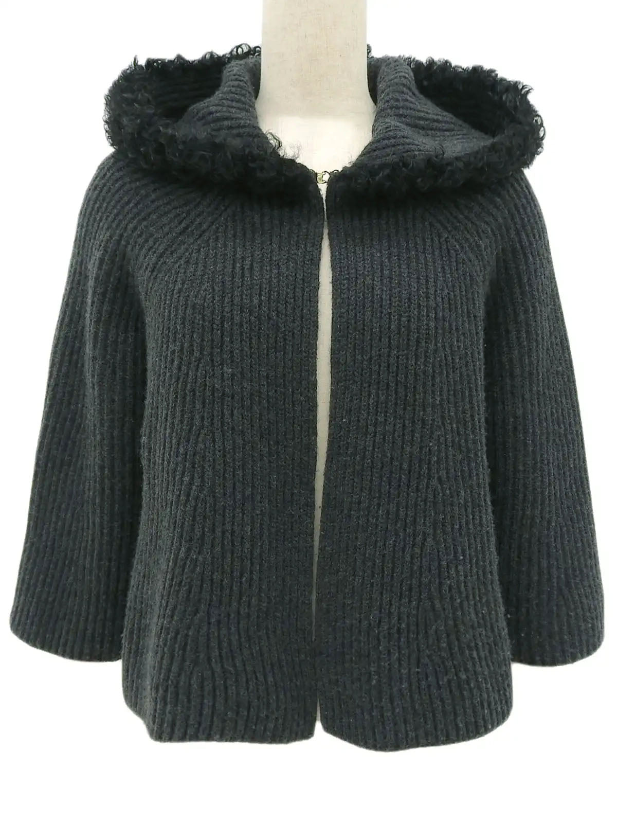 美品♡ エヴァムエヴァ カシミヤ混 ポンチョ ケープ 羽織り チャコールグレー 166033466_o8.jpg?