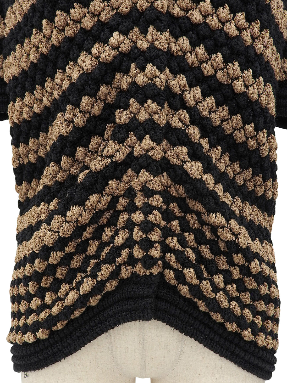 Border Pattern Half Sleeve Knit Cardigan in Brown/Black
