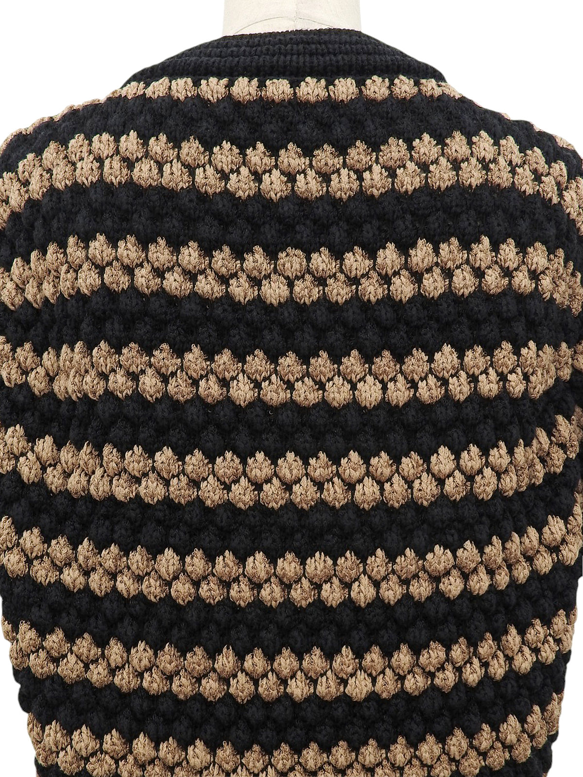 Border Pattern Half Sleeve Knit Cardigan in Brown/Black