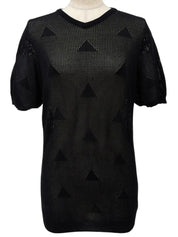 黑色网格三角形图案上衣