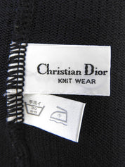 Wool Logo Button Border Sleeve Cardigan in Black/Multi