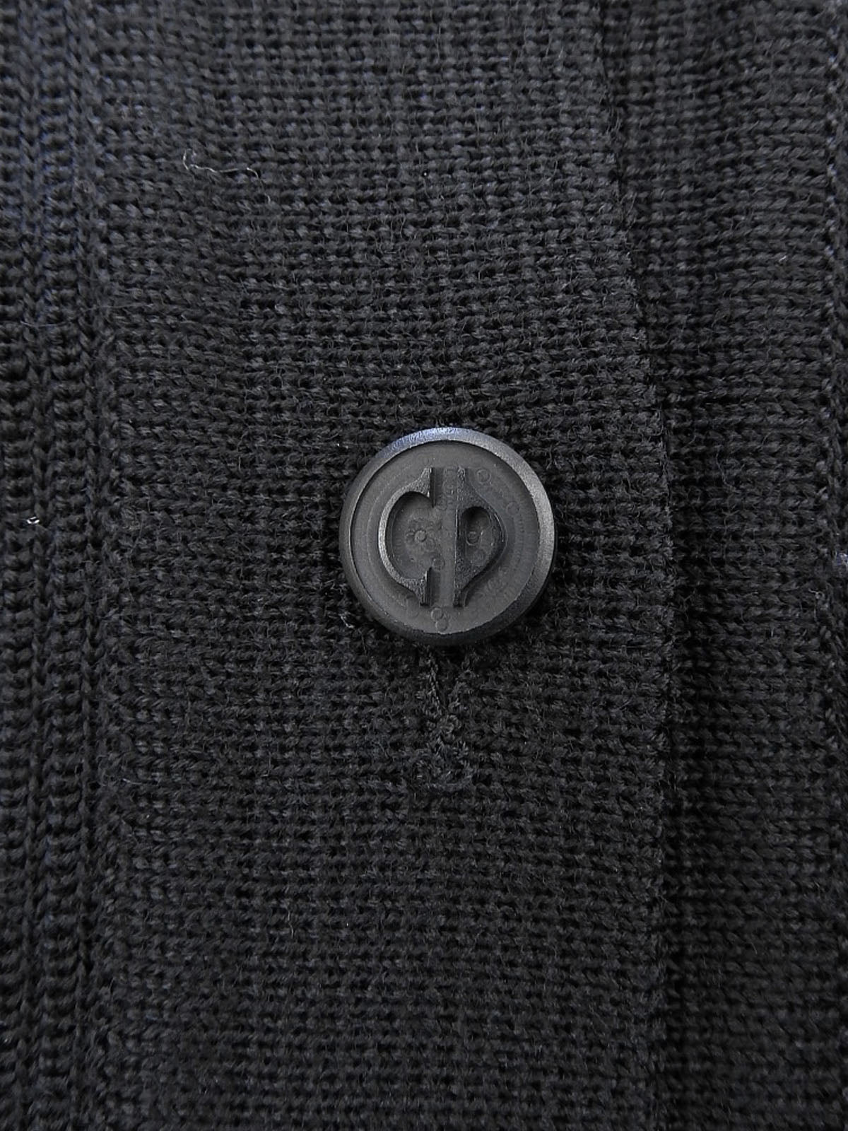 Wool Logo Button Border Sleeve Cardigan in Black/Multi
