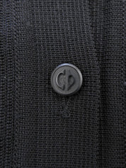 Wool Logo Button Border Sleeve Cardigan in Black/Multi