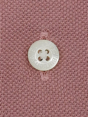 淡粉色徽标刺绣长袖 Polo 衫