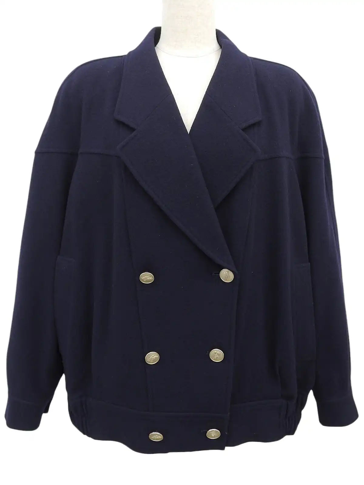 Navy Wool Logo Button Blouson