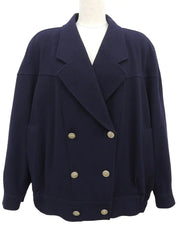Navy Wool Logo Button Blouson