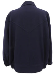 Navy Wool Logo Button Blouson
