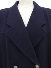 Navy Wool Logo Button Blouson
