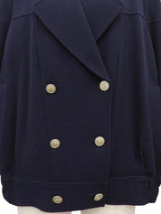 Navy Wool Logo Button Blouson