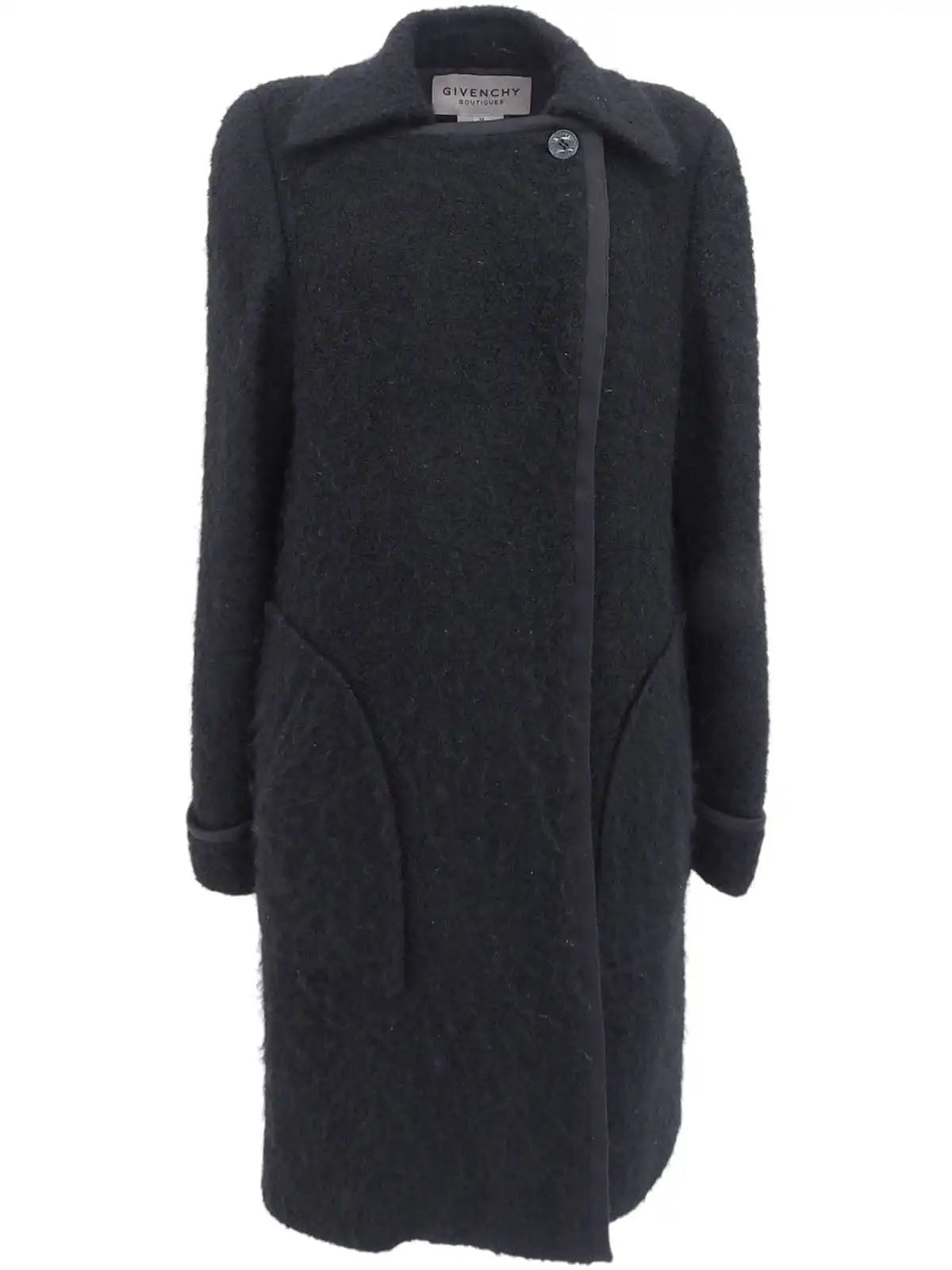 Mohair wool long coat in black