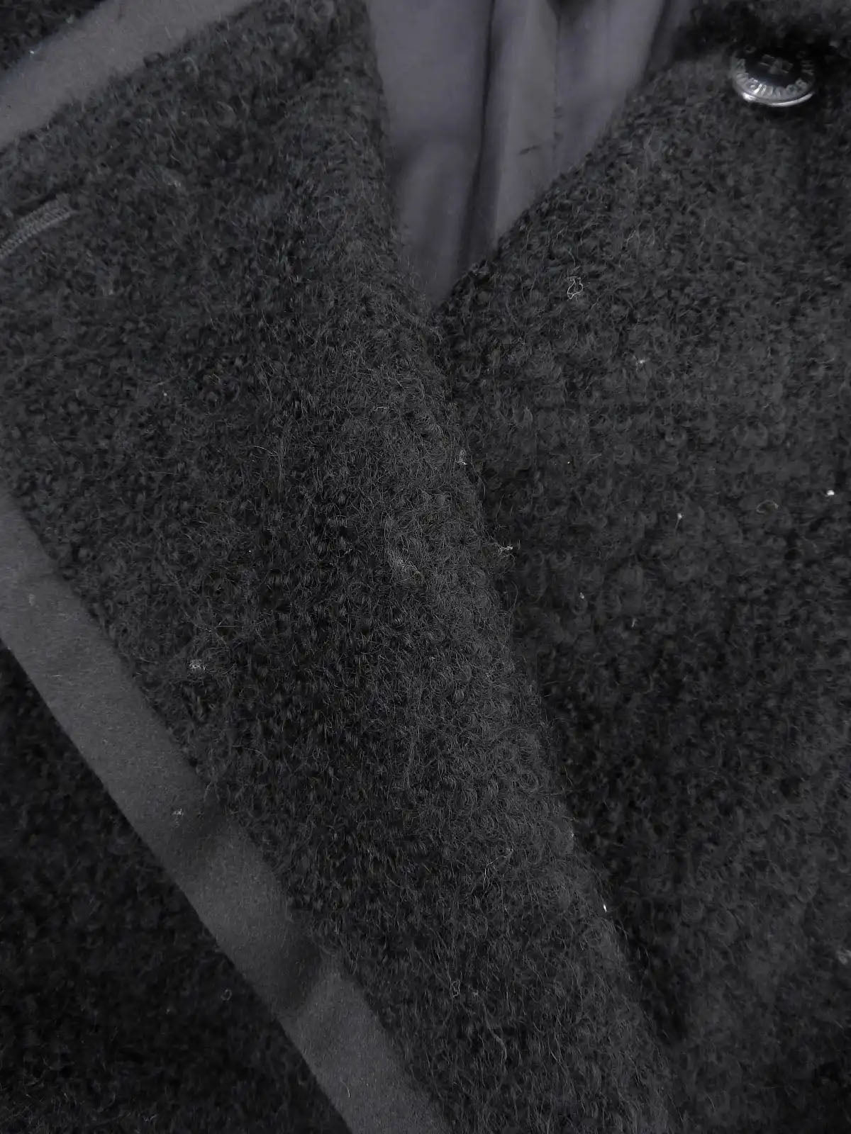 Mohair wool long coat in black