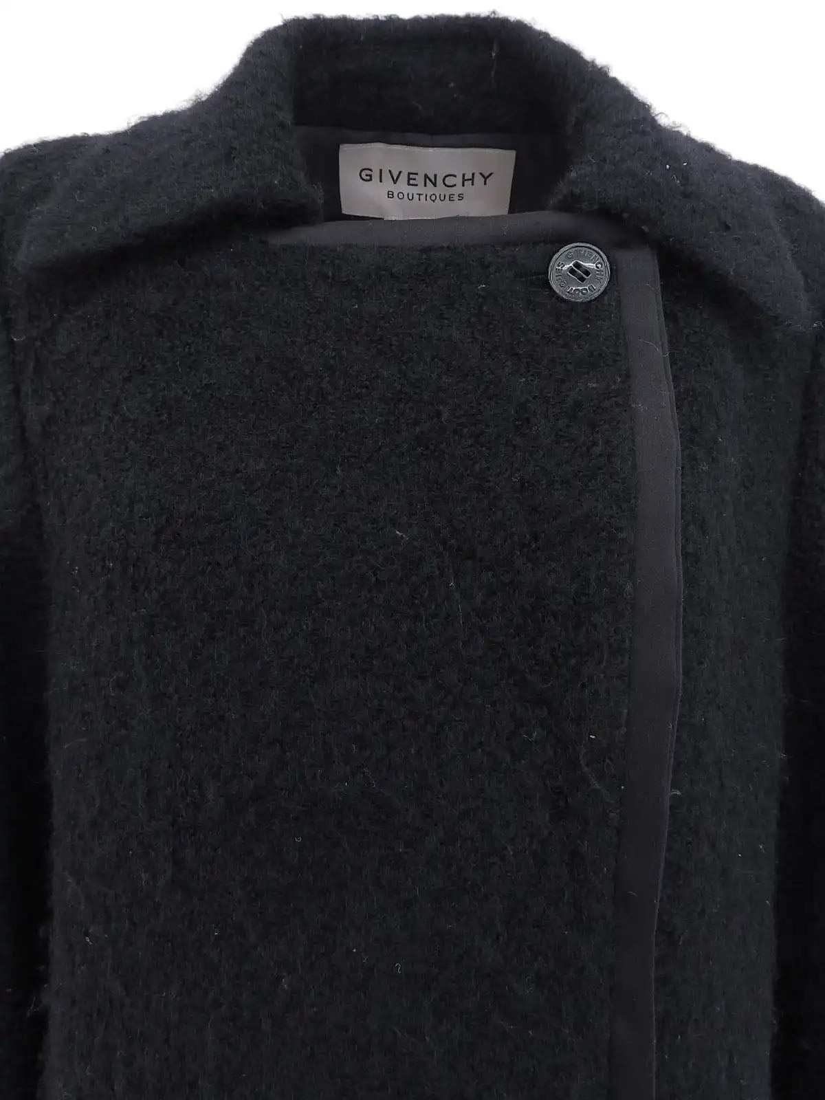 Mohair wool long coat in black
