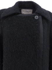 Mohair wool long coat in black