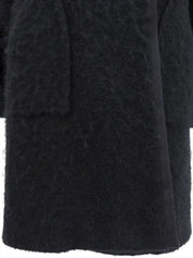 Mohair wool long coat in black