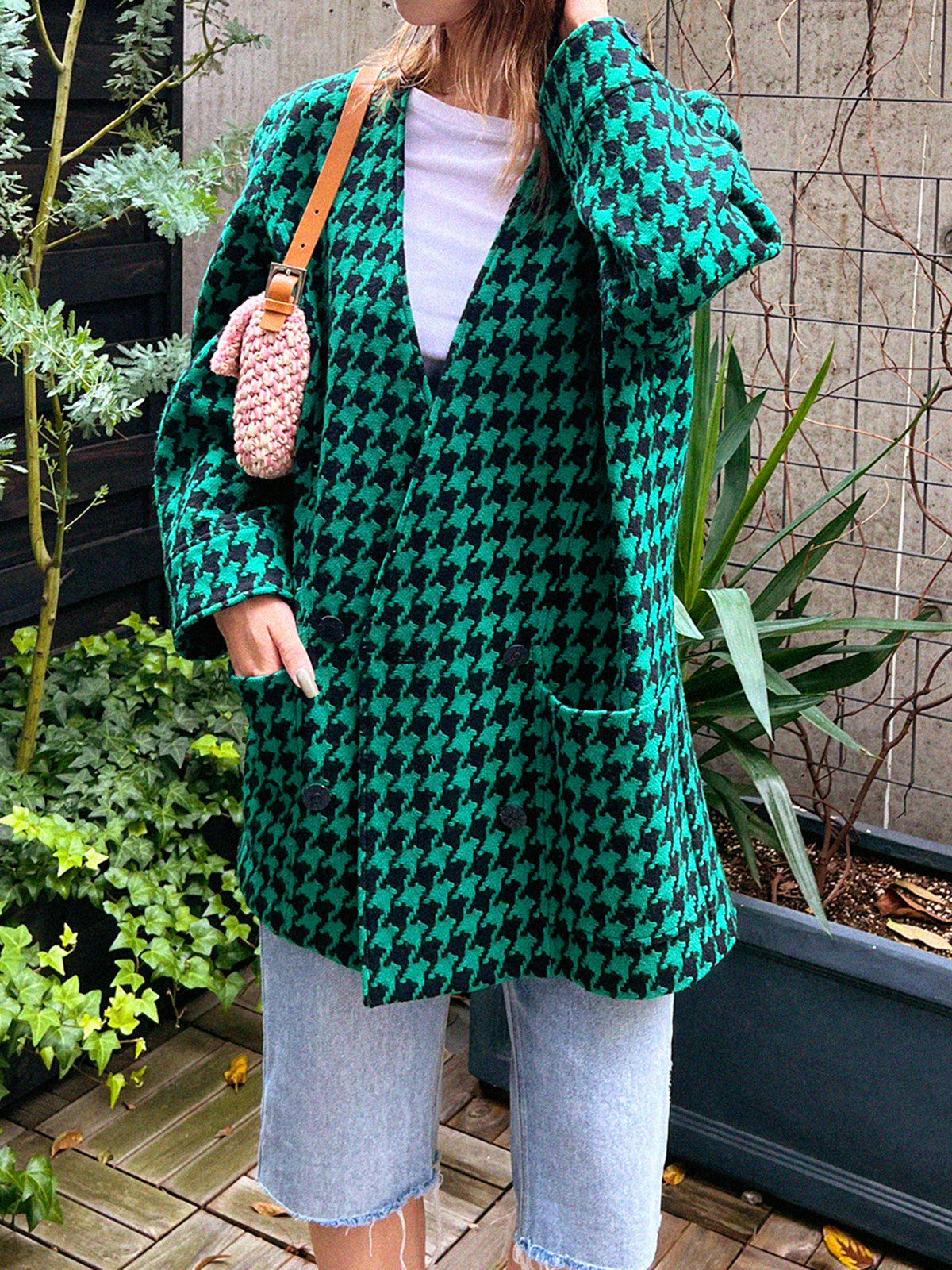 ハウンドトゥースパターンジャケット グリーン/ブラック| VINTAGE QOO