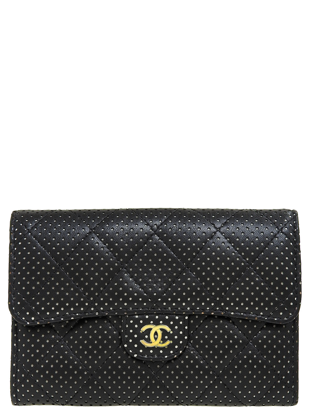 2007 Punched Leather CC Mark Plate Wallet Black