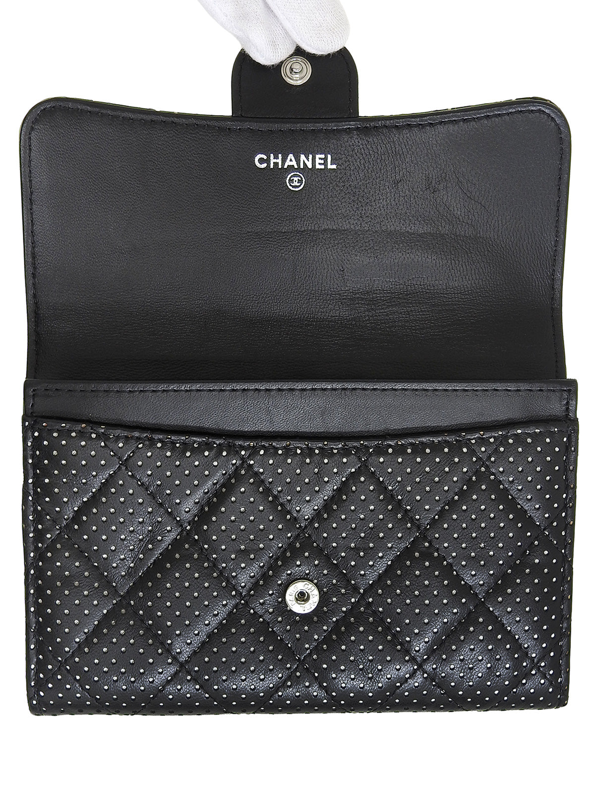 2007 Punched Leather CC Mark Plate Wallet Black