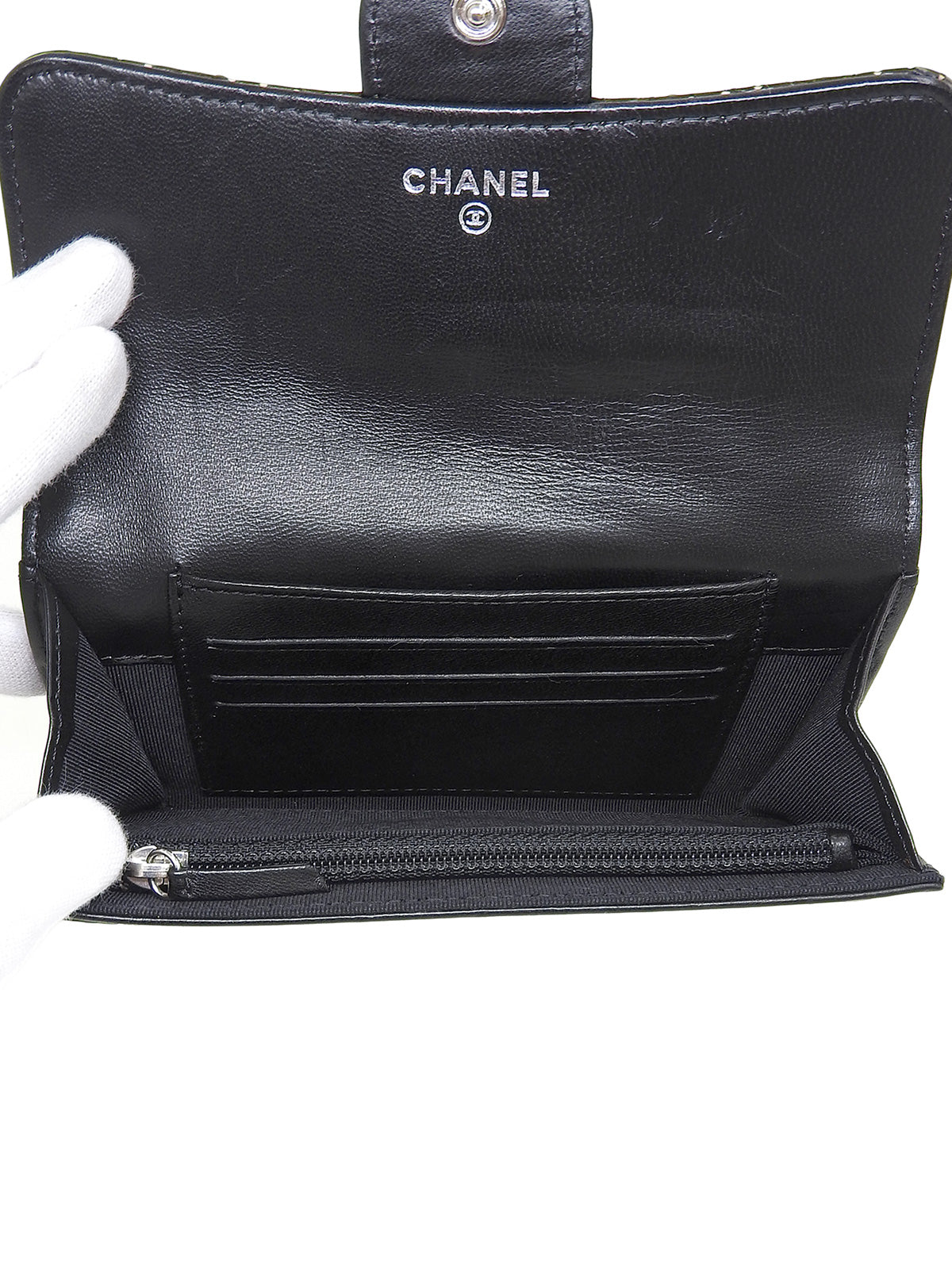 2007 Punched Leather CC Mark Plate Wallet Black