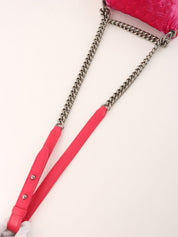 2015 Velour Boy Chanel Chain Shoulder Bag, Pink