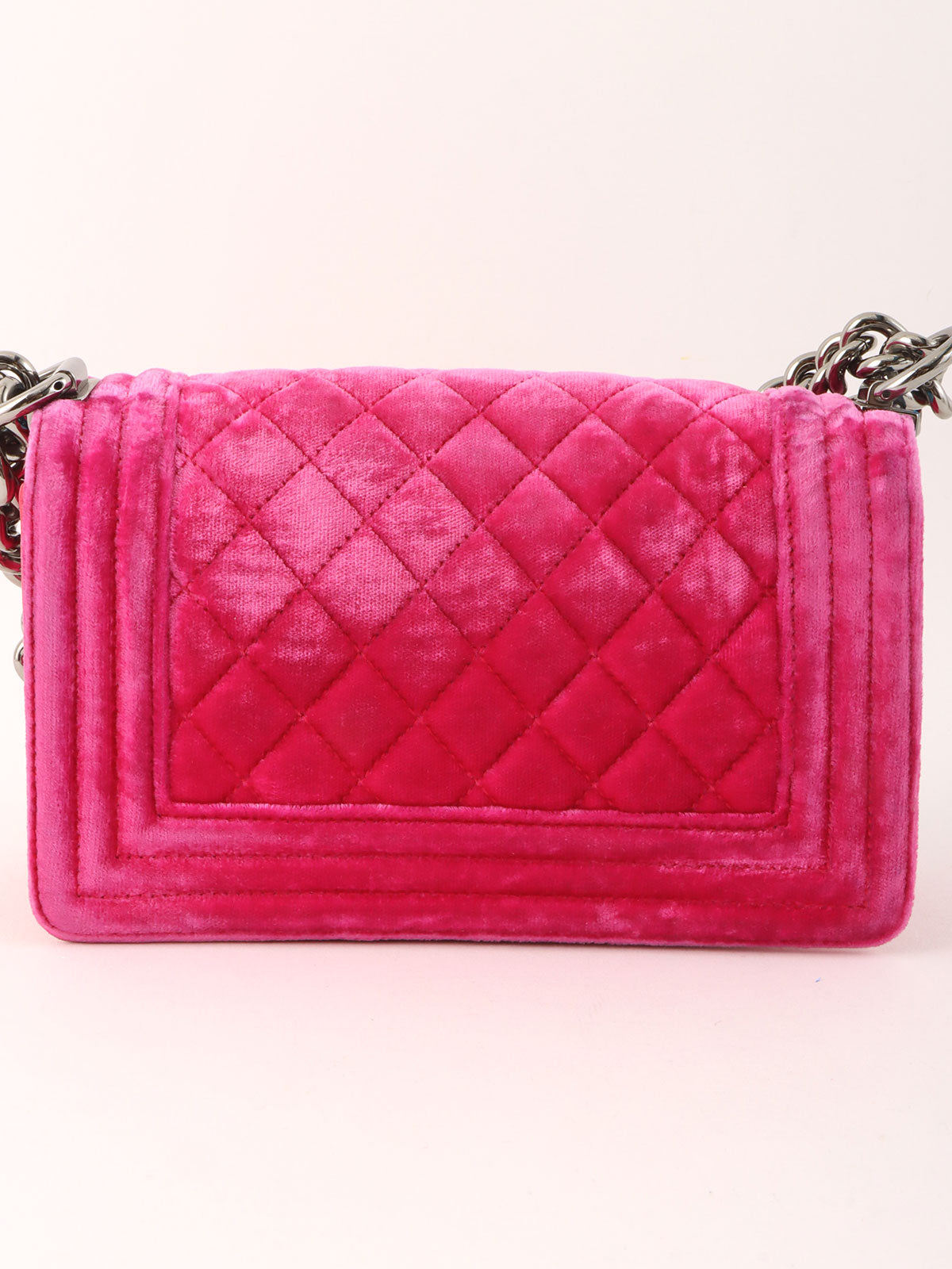 2015 Velour Boy Chanel Chain Shoulder Bag, Pink