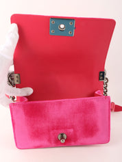 2015 Velour Boy Chanel Chain Shoulder Bag, Pink