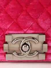 2015 Velour Boy Chanel Chain Shoulder Bag, Pink