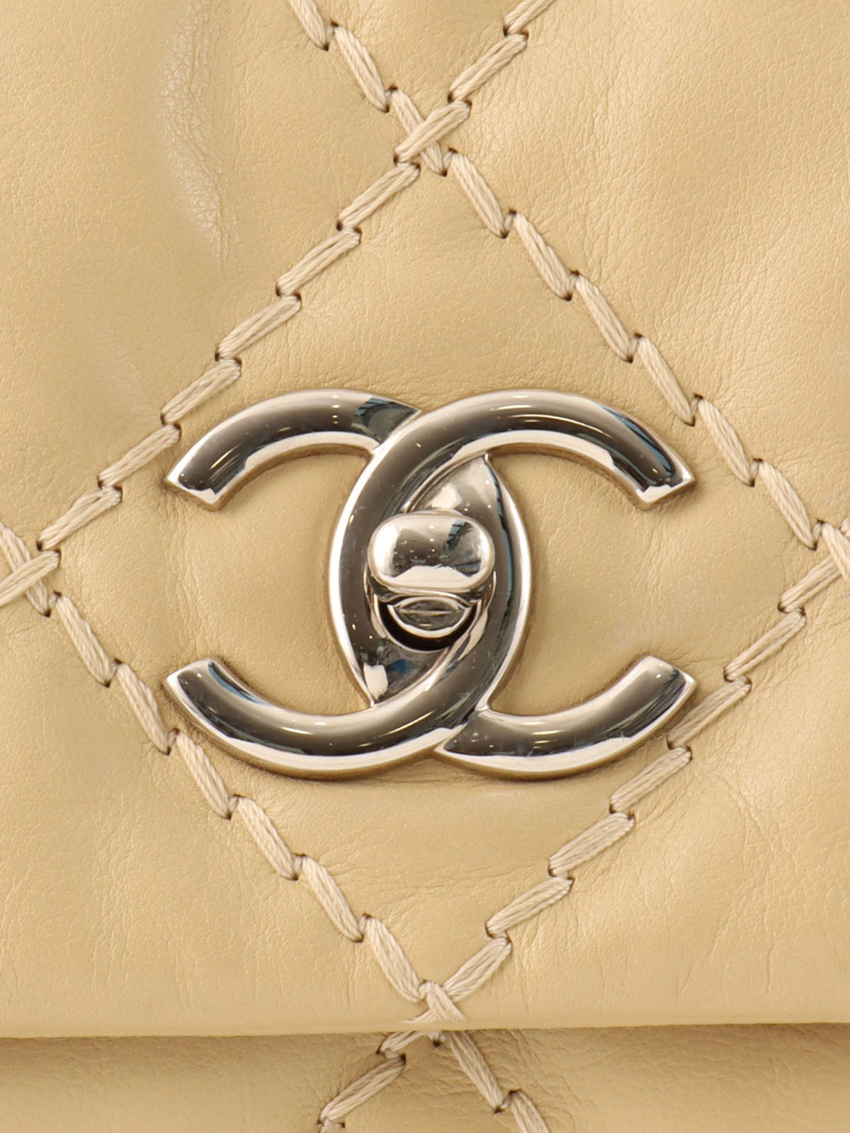 2014 Wild Stitch CC Turnlock Chain Bag, Beige