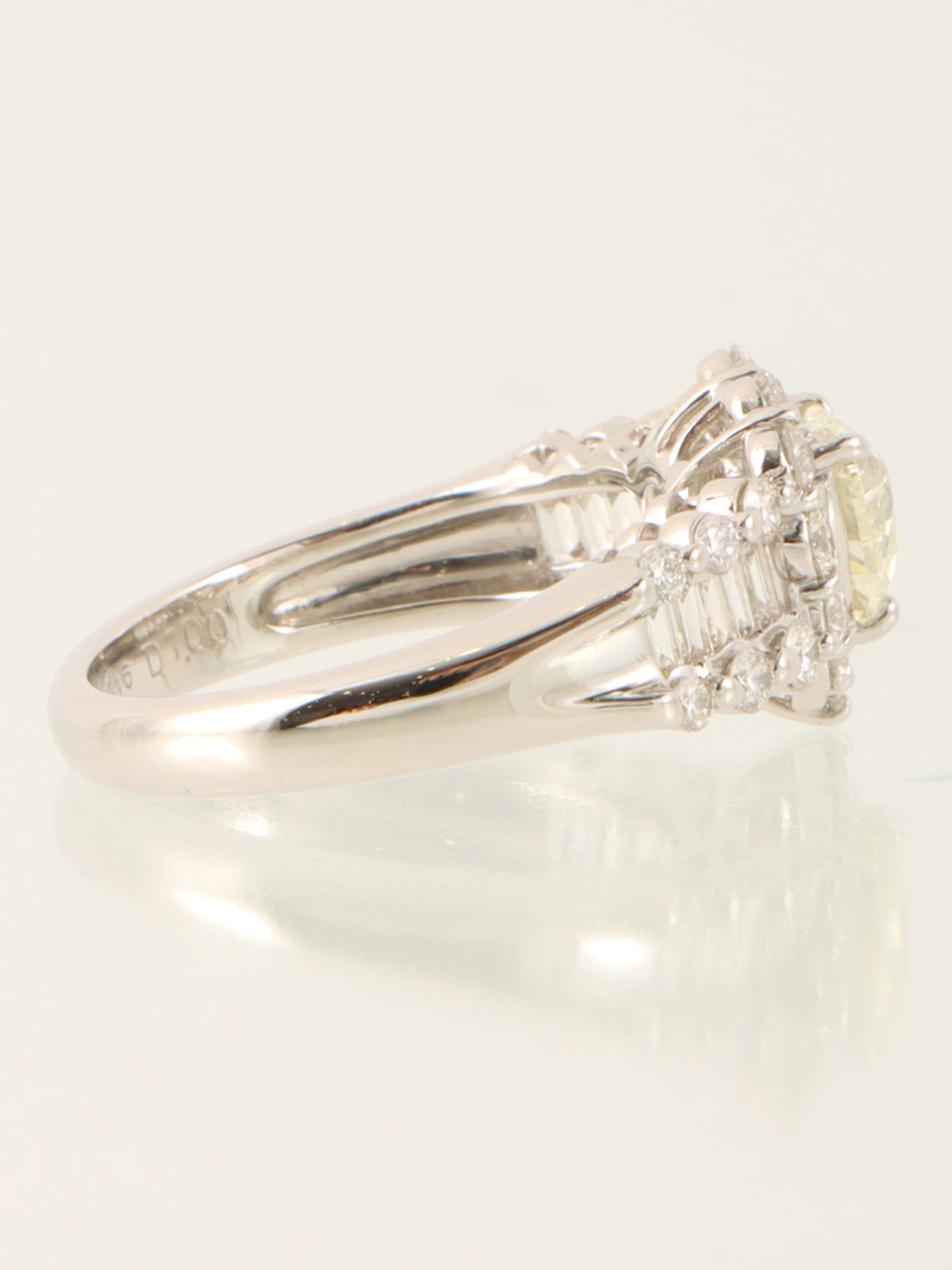 Platinum Diamond Heart Ring in Silver