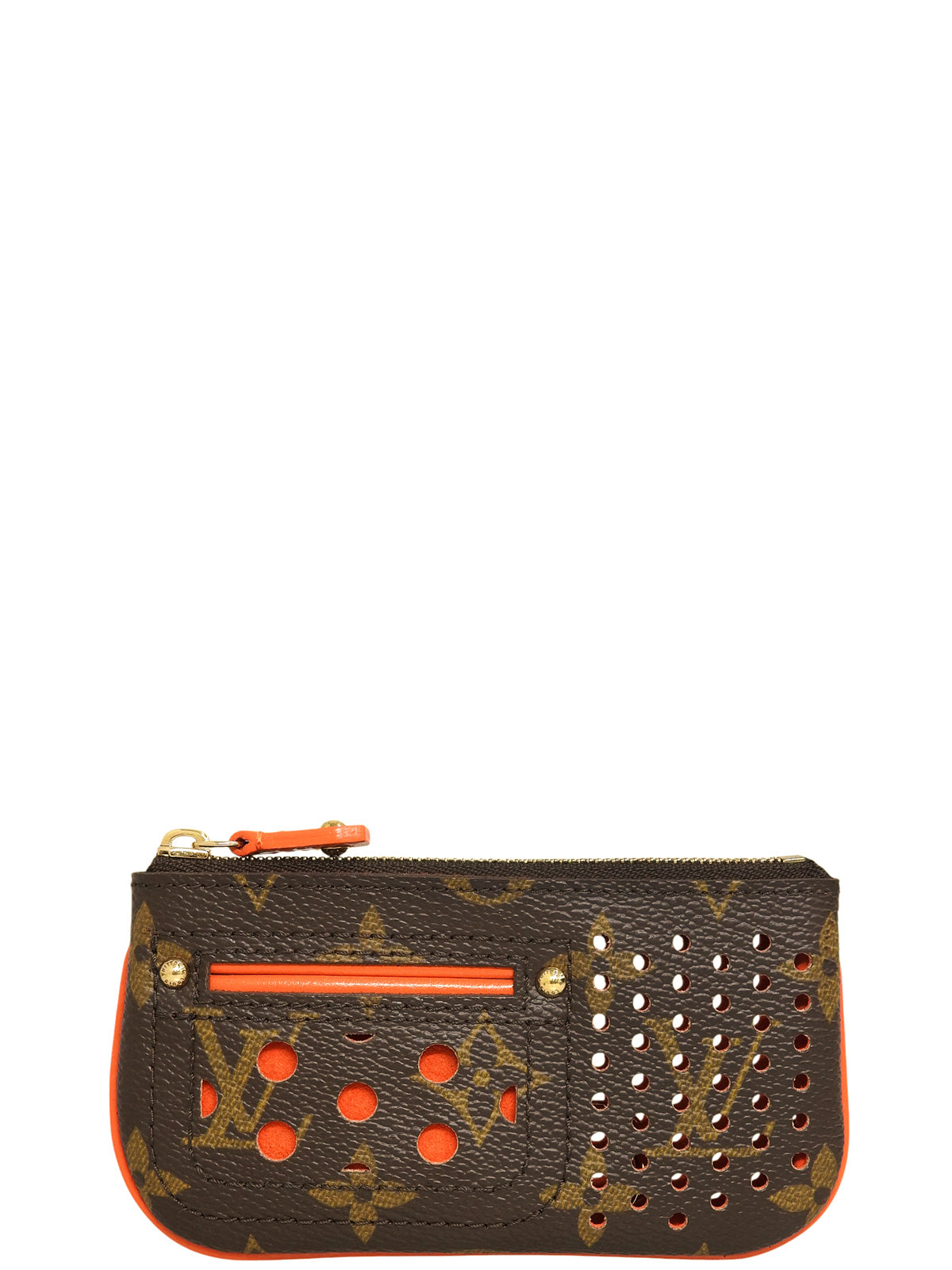 2008 Canvas Monogram Perfo Pochette Cle Brown/Orange