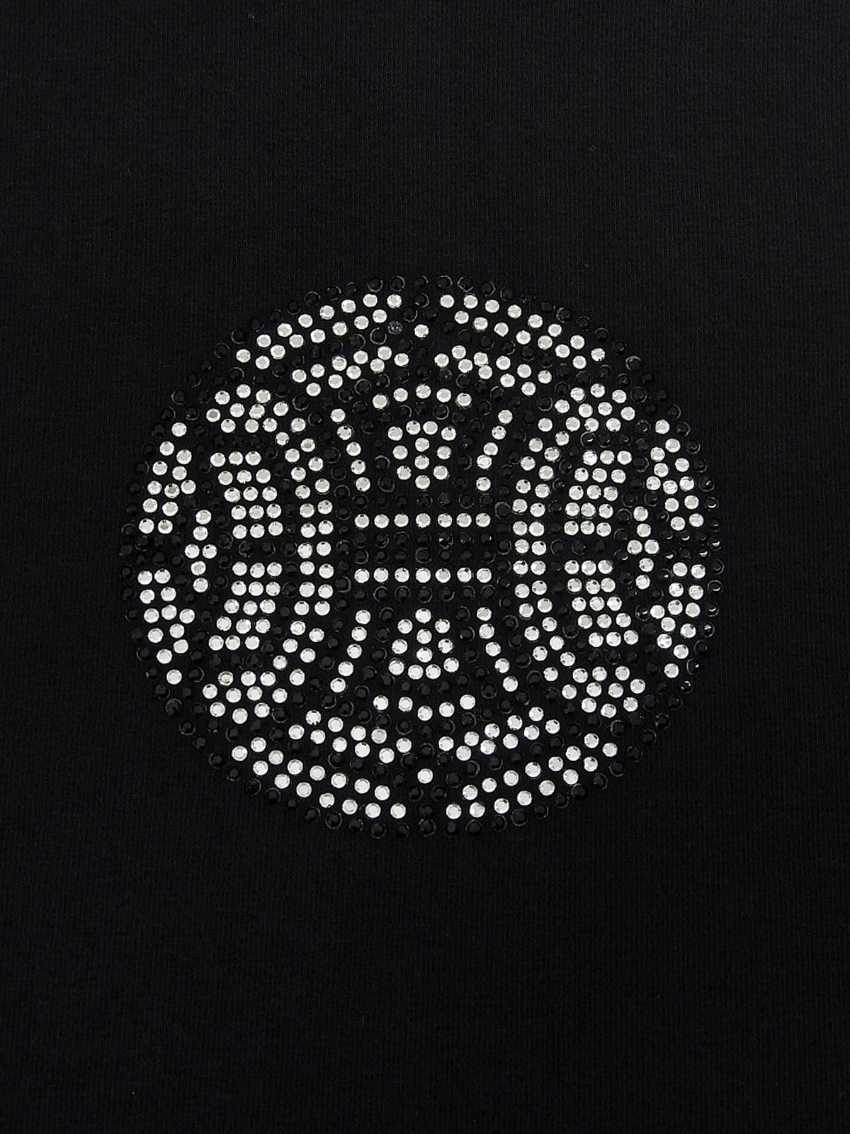 Rhinestone Macadam Logo Half Sleeve Top in Black