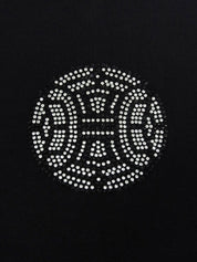 Rhinestone Macadam Logo Half Sleeve Top in Black