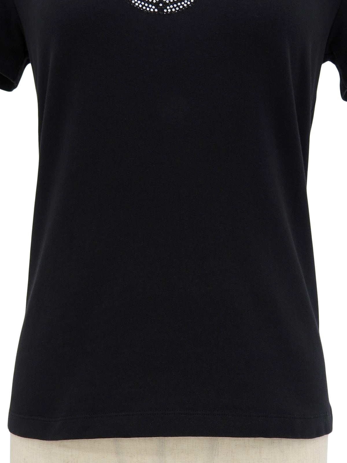 Rhinestone Macadam Logo Half Sleeve Top in Black
