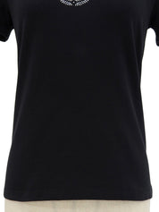 Rhinestone Macadam Logo Half Sleeve Top in Black
