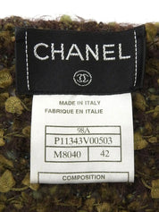 1998 Tweed CC Mark 纽扣开衫 绿/棕