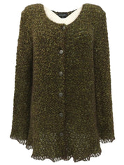 1998 Tweed CC Mark 纽扣开衫 绿/棕