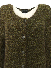 1998 Tweed CC Mark 纽扣开衫 绿/棕