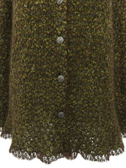 1998 Tweed CC Mark 纽扣开衫 绿/棕