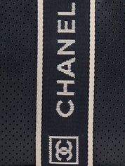 2004 Sports Line CC 旋锁穿孔皮革链条单肩包,海军蓝